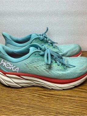 Hoka One One Clifton 8 Aquarelle Women's 9B Blue Mesh Athletic Running Sneakers